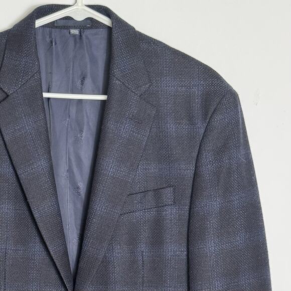 Jos A Bank 1905 Collection Men’s 40L Sport Coat Blazer Wool Navy Blue Plaid - Picture 1 of 8